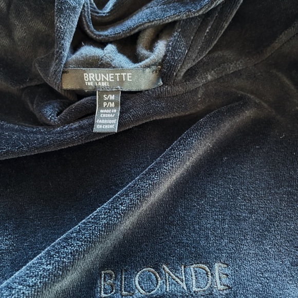 Brunette The Label Velour Black Tunic Dress Hoodie - Picture 8 of 9